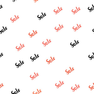 浅蓝红色矢量无缝背景与文字的销售。 抽象插图与彩色梯度符号的销售。 黑色星期五超级销售的背景。
