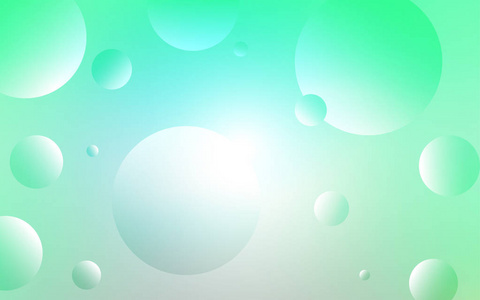 浅绿色矢量模板与圆圈。 抽象插图与彩色气泡在自然风格。 图案可用于广告传单。