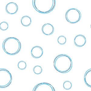 深蓝色矢量无缝布局与圆圈形状。 插图与一套闪亮的彩色抽象圆圈。 时尚面料壁纸的图案。