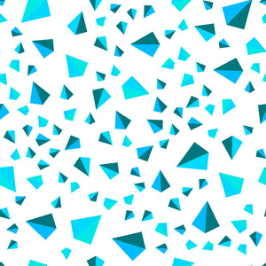 浅蓝色矢量无缝等距模板与晶体三角形。 带有三角形的抽象风格的装饰设计。 纺织品壁纸设计。
