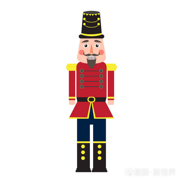 孤立的可爱的胡桃夹子士兵