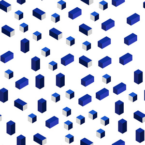 深蓝色矢量无缝等距布局与线条矩形。 带有矩形的抽象梯度插图。 纺织品壁纸设计。