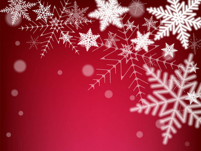 红色背景上的圣诞雪花。 矢量插图
