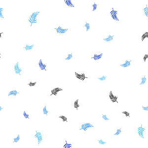 浅蓝色矢量无缝优雅的背景与叶子。 一个优雅明亮的插图，叶子自然风格。 纺织品壁纸设计。