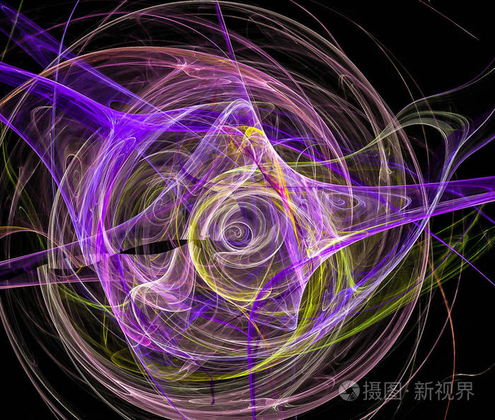 明亮的分形产生抽象的艺术能量背景hd壁纸与紫色和黄色曲线