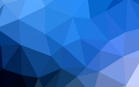 深蓝色矢量梯度三角形模板。 用三角形闪闪发光的彩色插图。 一个全新的设计为您的传单。