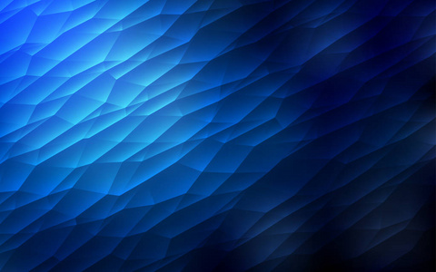 深蓝色矢量背景与三角形。 插图与一组彩色三角形。 模板可以用作背景。