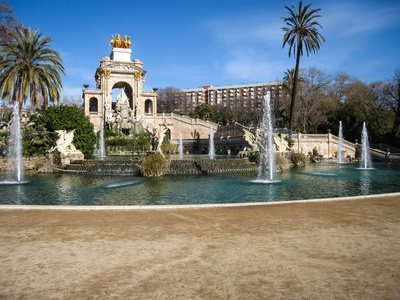西班牙巴塞罗那Ciudadela公园的喷泉Cascada