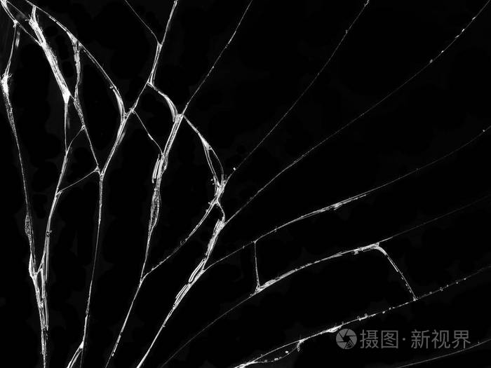 孤立逼真的裂纹玻璃效果.