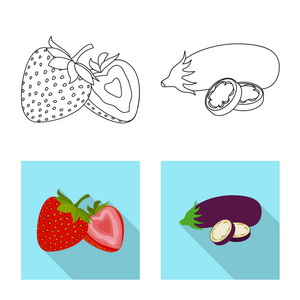 蔬菜水果标志的矢量设计。网站蔬菜和素食股票符号的收集