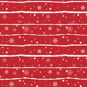 无缝圣诞红色背景与雪花。 徒手绘图。 你可以用任何颜色重新油漆。 矢量。 用于印刷包装纺织背景网站等。