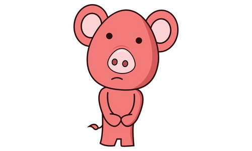 可爱猪的矢量卡通插图。 孤立在白色背景上。