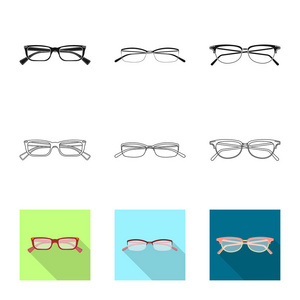 眼镜和框架图标的矢量设计。眼镜的收集和辅助股票向量例证