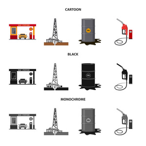 油气标志的矢量设计。股票油和汽油矢量图标集