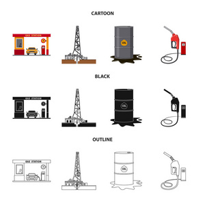 油和气图标的矢量例证。收集石油和汽油矢量股票图标