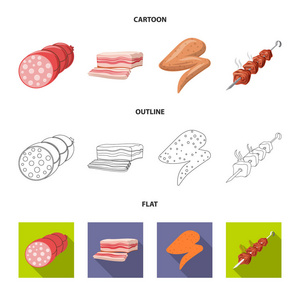 肉和火腿标志的向量例证。肉类和烹调股票的收集向量例证