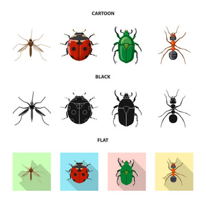 昆虫和飞行符号的矢量设计。股票昆虫和元素矢量图标集