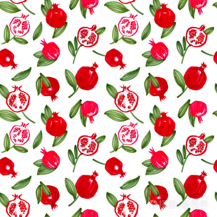 无缝图案与手绘石榴