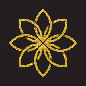 八瓣花形式的部落符号. 珠宝设计的金邮票.照片