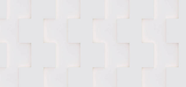 由白色和米色几何形状制成的三维图案，创意背景或由光影制成的壁纸表面。 未来无缝装饰抽象纹理设计简单的图形元素