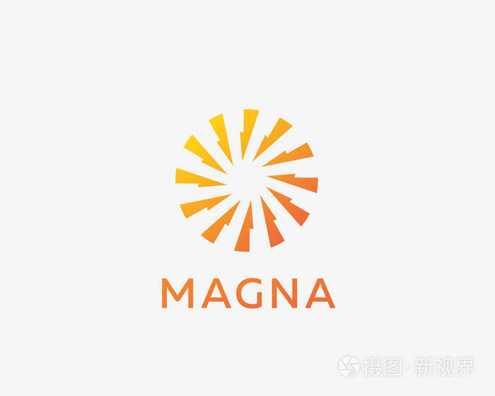 抽象太阳标志设计.几何闪光圆矢量标识.能源科技科学行星恒星符号图标