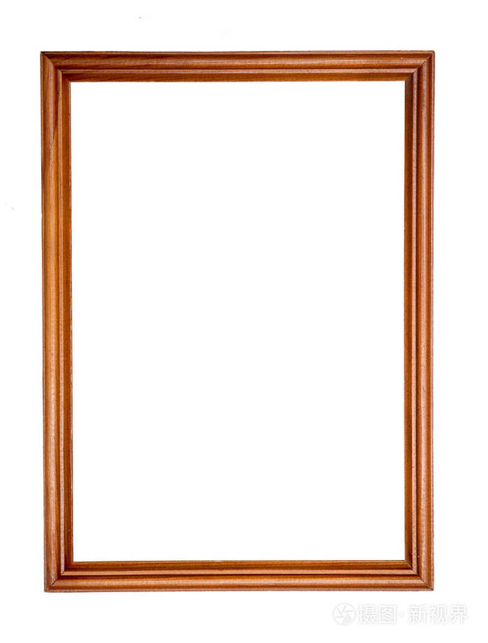 老式木制相框在孤立的白色背景上