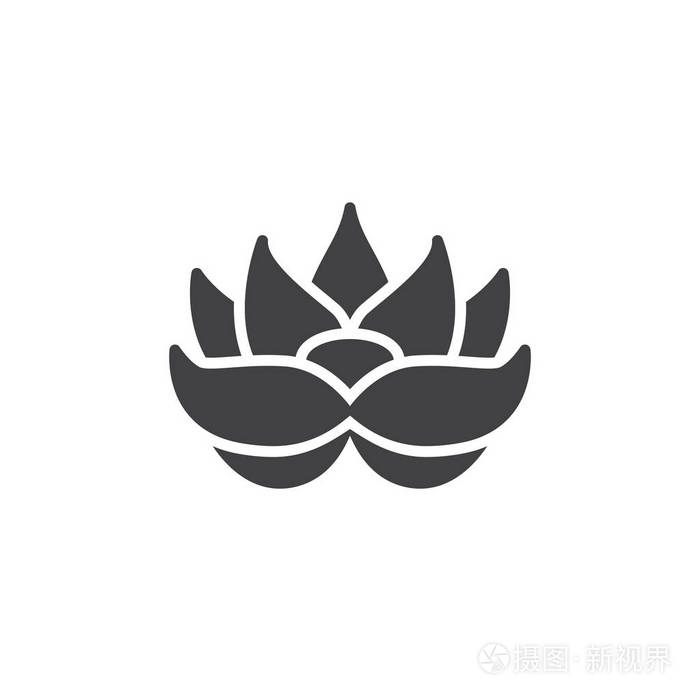 莲花图标矢量填充平标纯象形隔离白色标志插图