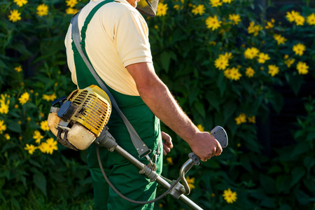 骑在割草机图片