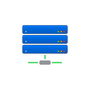 服务器图标矢量，网络存储实体标志插图，彩色象形文字隔离在白色上