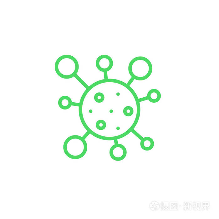 病毒,感染线图标,轮廓矢量标志插图,线状象形文字隔离在白色插画-正版