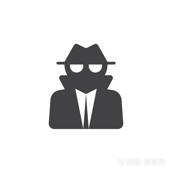 间谍图标矢量小偷实体标志插图象形文字隔离在白色