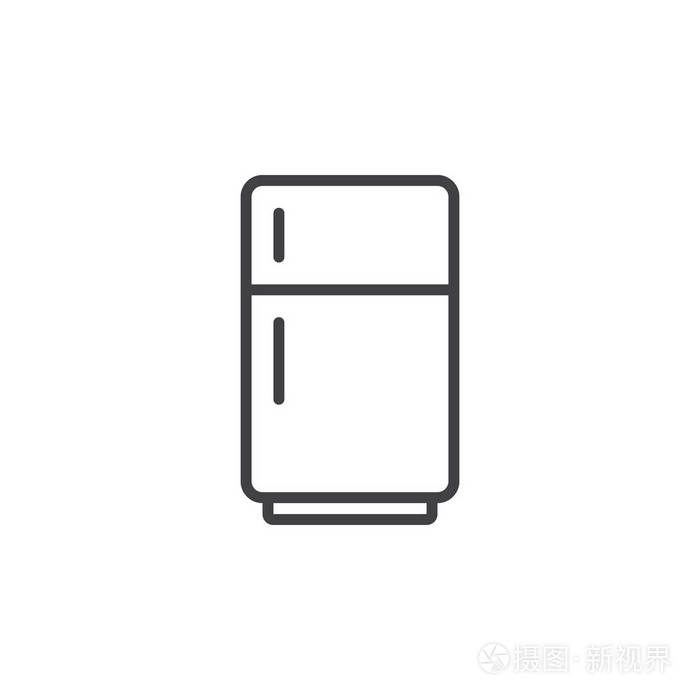 冰箱线图标,冰箱轮廓矢量标志,线性象形隔离在白色上.标志插图