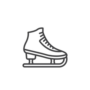 花样滑冰符号。 冰鞋线图标轮廓矢量符号线性象形文字隔离在白色上。 标志插图