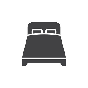 双人床图标矢量立体标志插图象形文字隔离白色照片