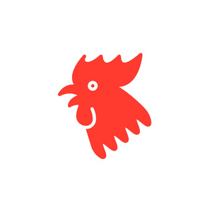 红公鸡2017年十二生肖图标矢量填平标志实心彩色象形文字孤立白色标志插图