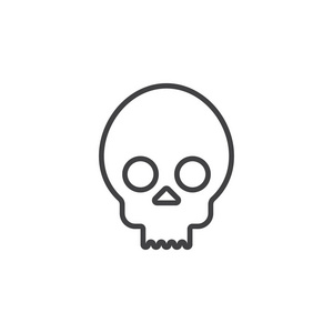 骷髅头线图标轮廓矢量标志图示线形象形图隔离在白色照片