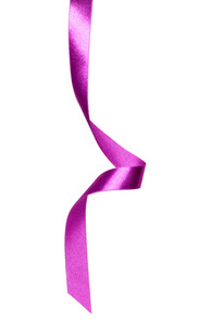 闪亮的缎带在紫丁香的颜色隔离在白色背景上，关闭。 装饰设计用丝带图像。