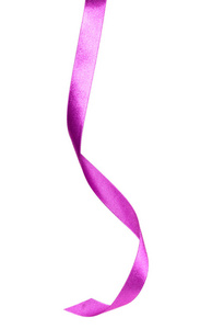闪亮的缎带在紫丁香的颜色隔离在白色背景上，关闭。
