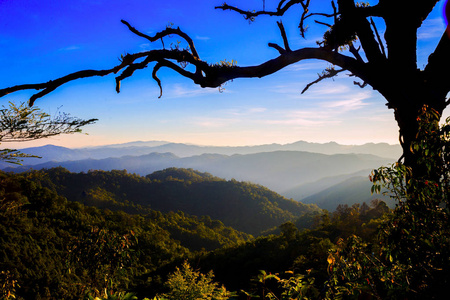 泰国多明观点派梅洪省派日落山景最高山之旅