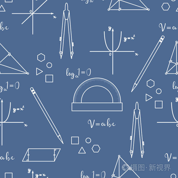 数学科学矢量无缝模式与几何图形工具和公式. 教育要素.