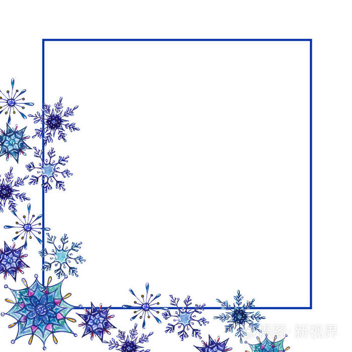 圣诞水彩雪花背景 装饰雪花无缝水彩图案冬季主题 无缝图案可用于图案填充网页背景表面纹理照片 正版商用图片15abs2 摄图新视界