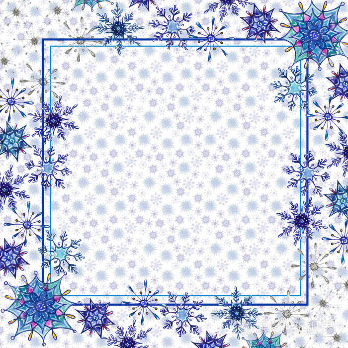 圣诞水彩雪花背景 装饰雪花无缝水彩图案冬季主题 无缝图案可用于图案填充网页背景表面纹理照片 正版商用图片15acfw 摄图新视界