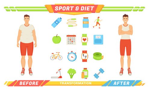 运动与饮食转化向量