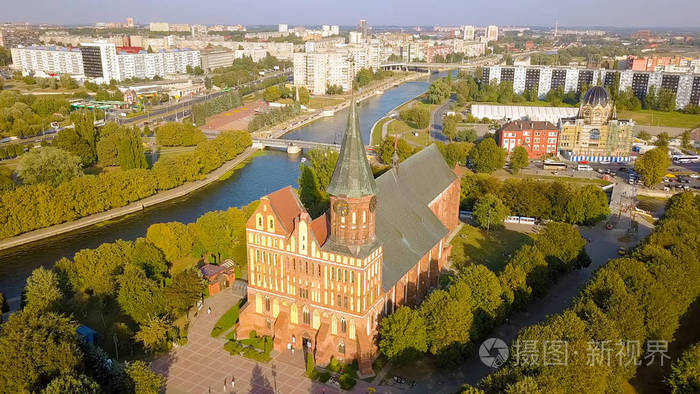 康德岛上的加里宁格勒大教堂俄罗斯加里宁格勒来自无人机