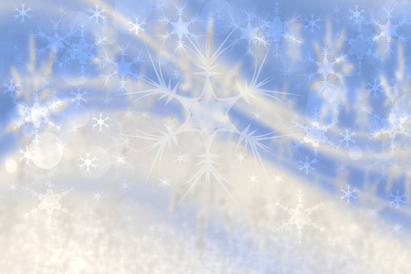 抽象模糊的节日蓝色背景为冬季圣诞节与波克离焦的蓝光和星星。