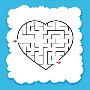 情人节. 孩子们的游戏. 儿童拼图. 一个入口一个出口. 迷宫难题.