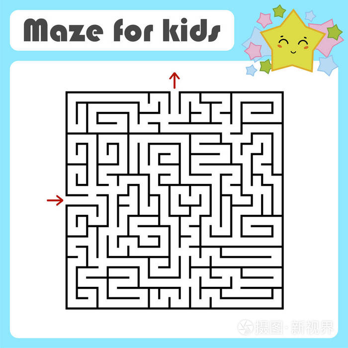 抽象的方形迷宫. 孩子们的工作表. 活动页面. 儿童游戏拼图.