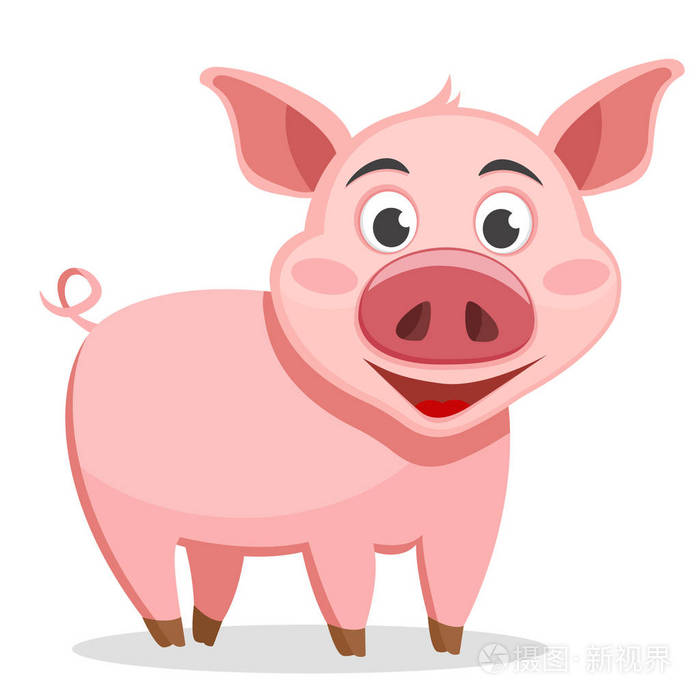 猪站在白色的背景上插画-正版商用图片15aoat-摄图新视界