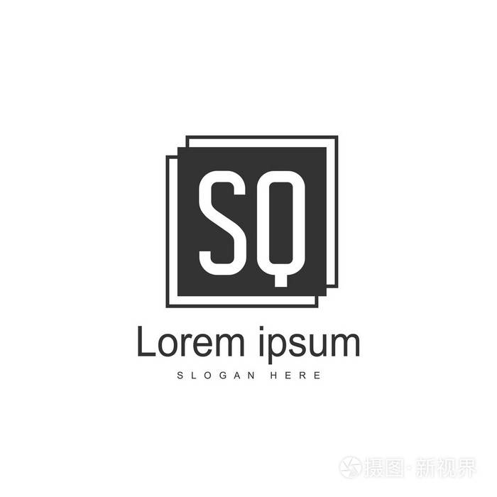 初始字母sq徽标模板简约字母标志设计
