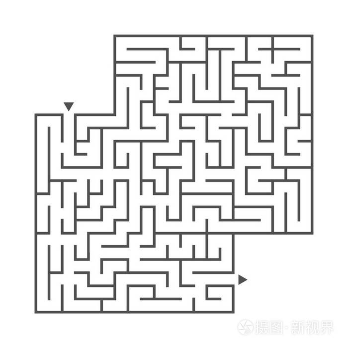 抽象的方形迷宫. 孩子们的游戏. 儿童拼图. 一个入口一个出口.